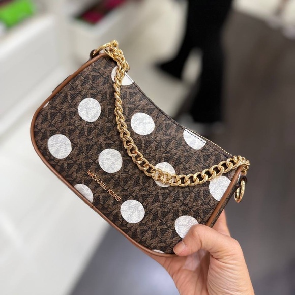 MICHAEL KORS Carmela Small Polka Dot Signature Logo Pochette - Picture 2 of 5